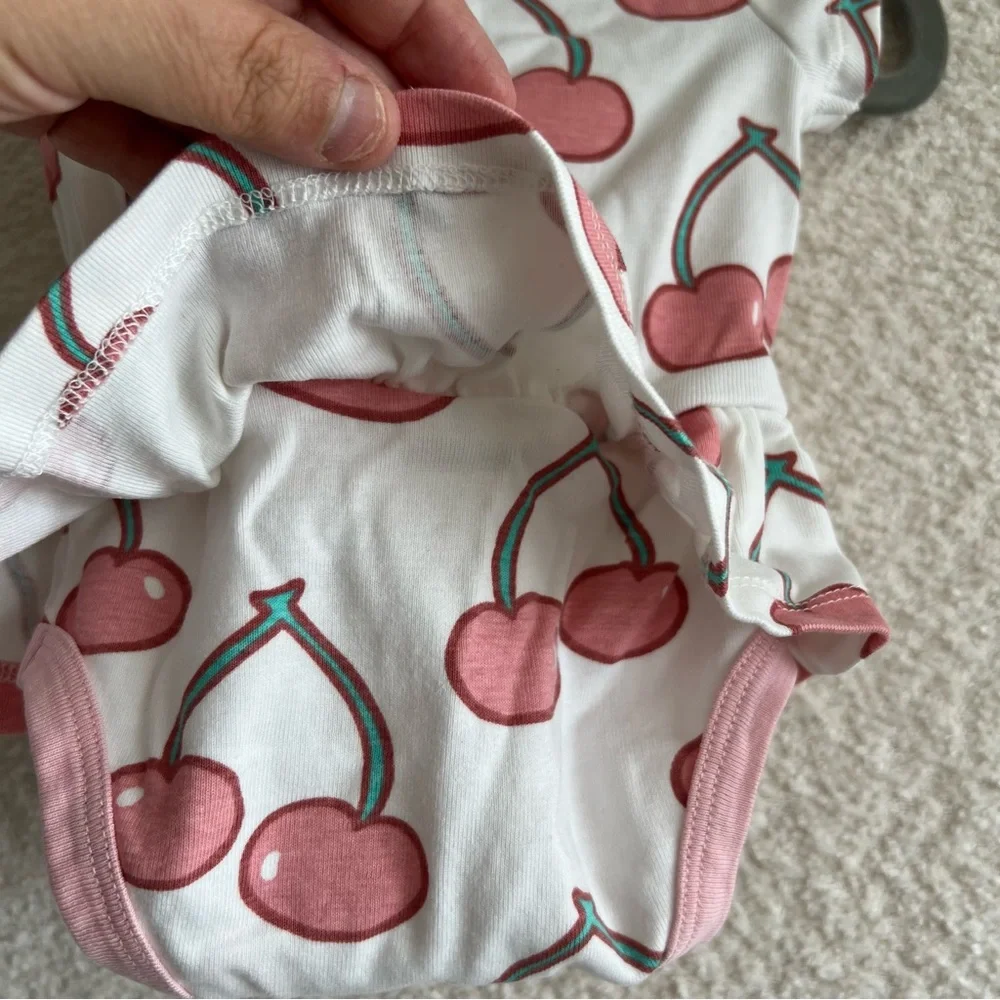 Monica + Andy Baby Girl Cherries Organic Cotton Bodysuit W Skirt Size 0-3 Months